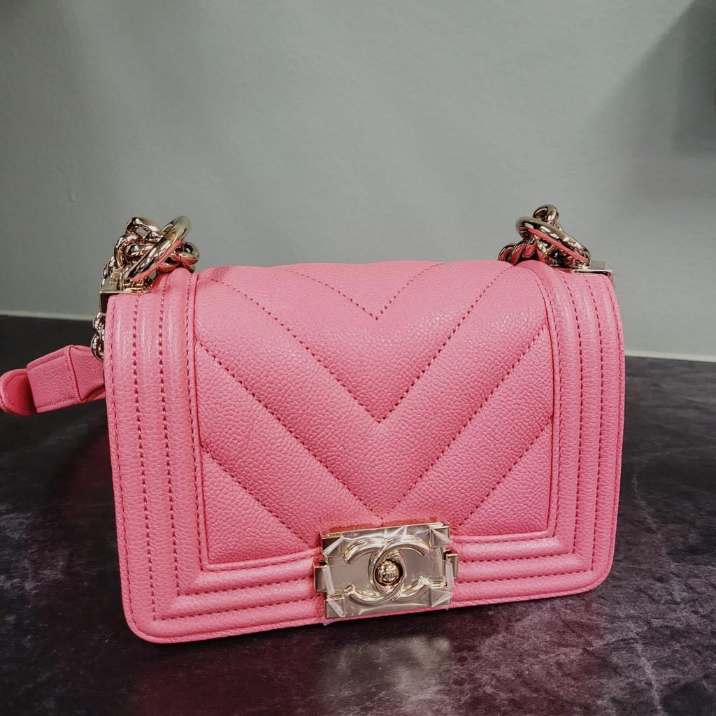 Chanel pink small boy w silver hardware, Women's Fashion, Bags & Wallets,  Cross-body Bags on Carousell