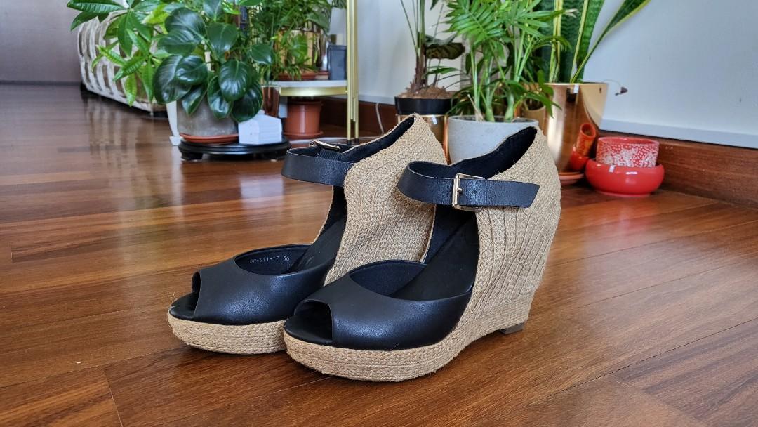 Red and black cheap wedge heels