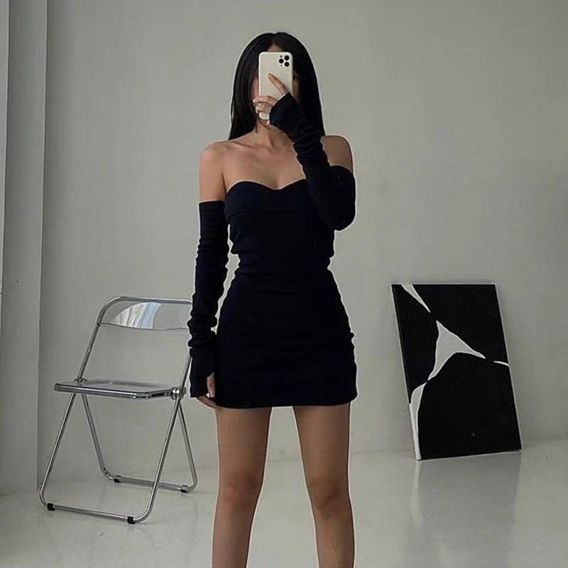 Black tube bodycon dress deals