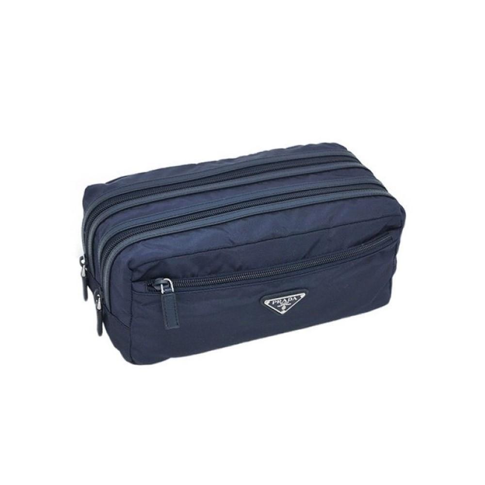 Prada Men's Navy Nylon Saffiano Leather Trim Double Zip Toiletry Bag, Men's  Fashion, Bags, Belt bags, Clutches and Pouches on Carousell