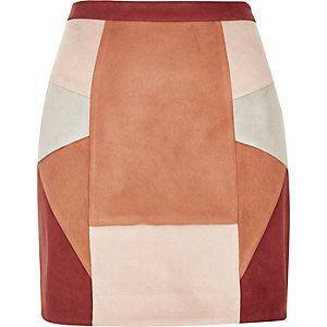 River Island Colourblock Suede Skirt Women s Fashion Bottoms Skirts on Carousell