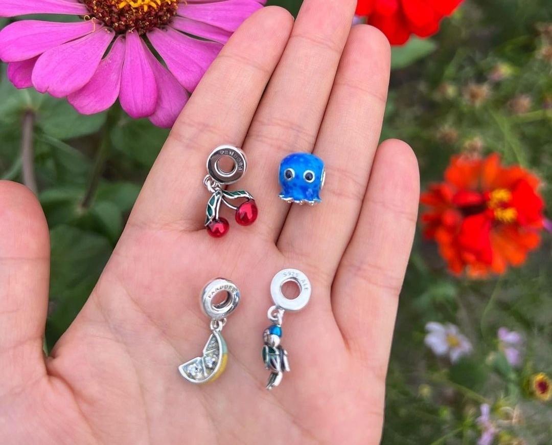 AUTH PANDORA RED CHERRY, BLUE OCTOPUS 
