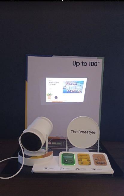 SAMSUNG FREESTYLE PROJECTOR (Category: Projectors) located in Quezon City. Submitted by maryann5721 (Listing ID 1175594675, Image 1). Description: SAMSUNG FULL HD FREESTYLE SMART PROJECTOR * From unboxing to watching in a matter of minutes with Instant Setup * 100" Big Screen experience * Immerse yourself in the middle of the action with Premium 360˚Sound * Discover a world of entertainment with Smart TV Content MODEL SPLSP3BLAXXP SRP 54,999 NET 