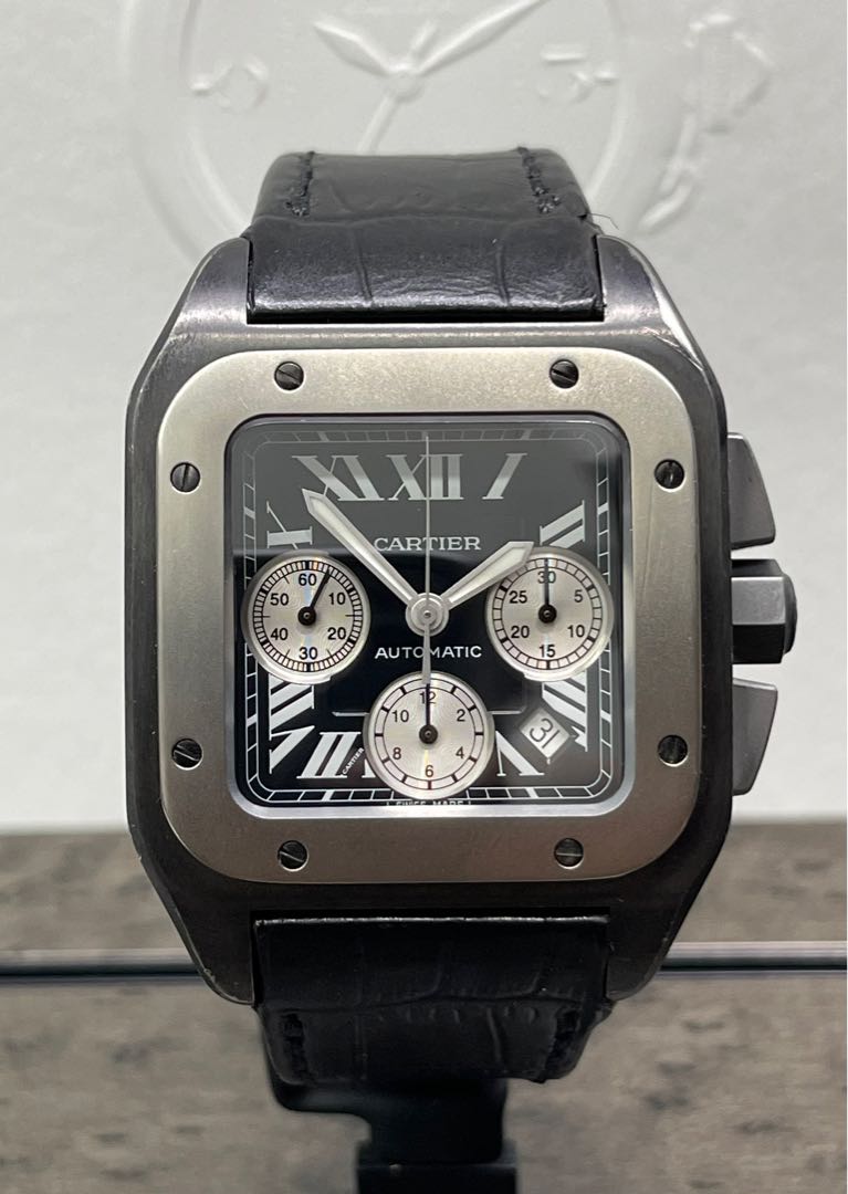 Cartier santos 100 cheap xl black titanium chronograph