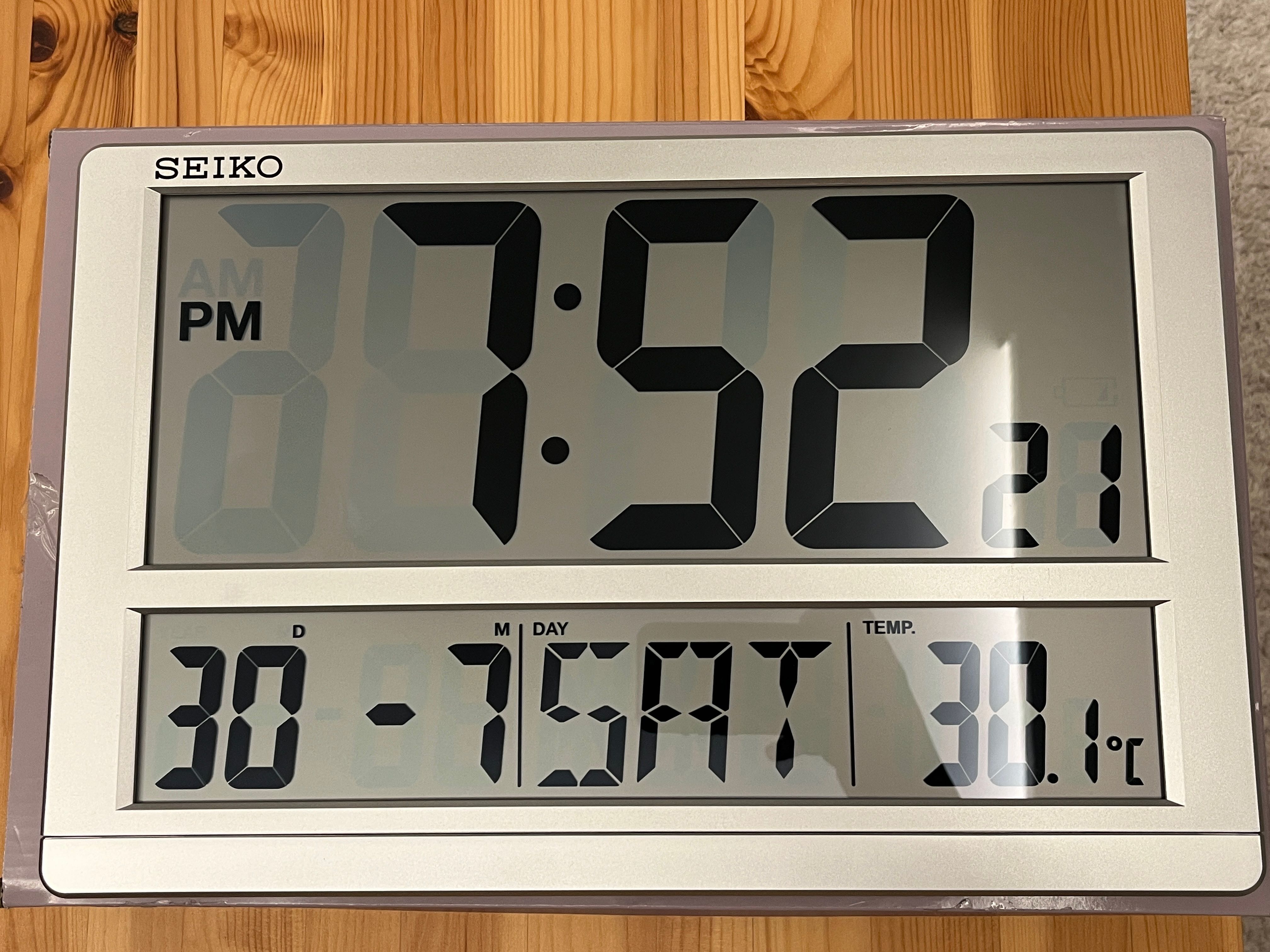 Seiko QHL080/S Digital Wall Clock Thermometer, Furniture & Home Living