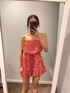 Showpo red floral playsuit
