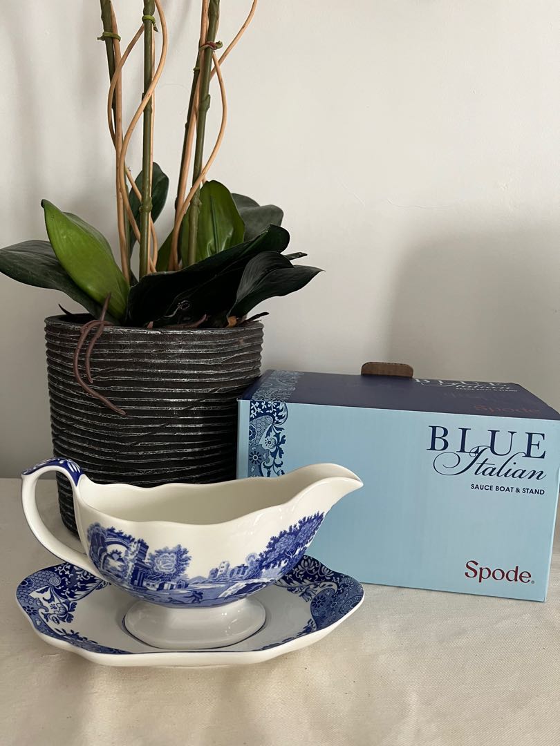 Spode Blue Italian Gravy Boat with stand, Furniture & Home Living