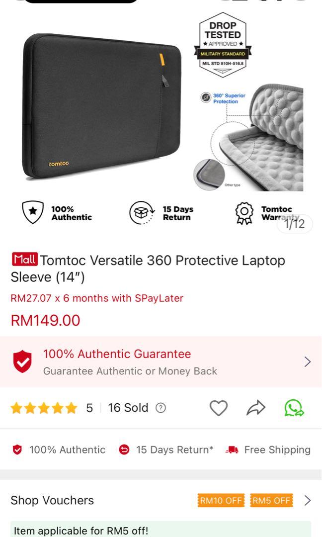 tomtoc Laptop Sleeve 14 inch, Computers & Tech, Parts & Accessories