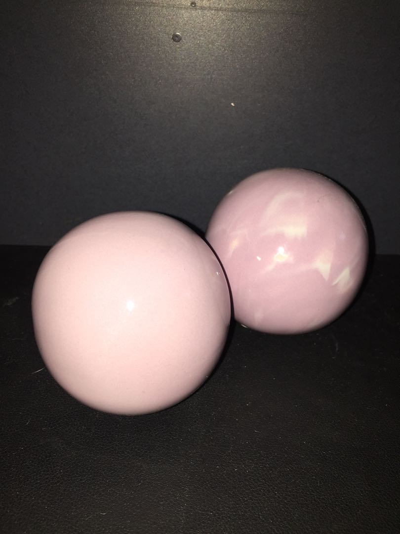 Two Pink Marble Designed Ceramic Balls, Furniture & Home Living, Home