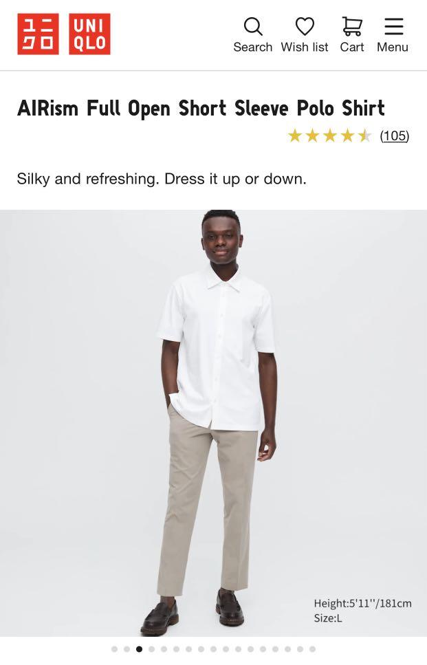 AIRism Cotton Full Open Short Sleeve Polo Shirt (Open Collar)