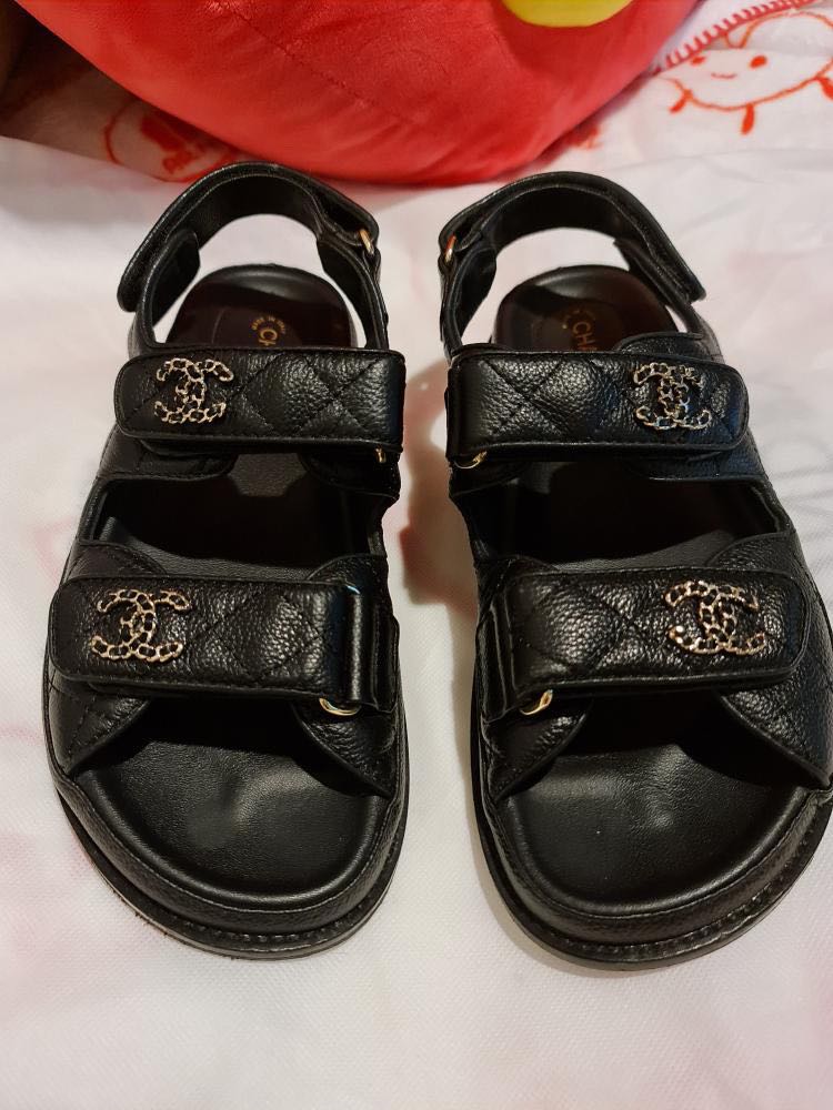 Very Rare Authentic Chanel Man Sandals in Caviar Leather Women s