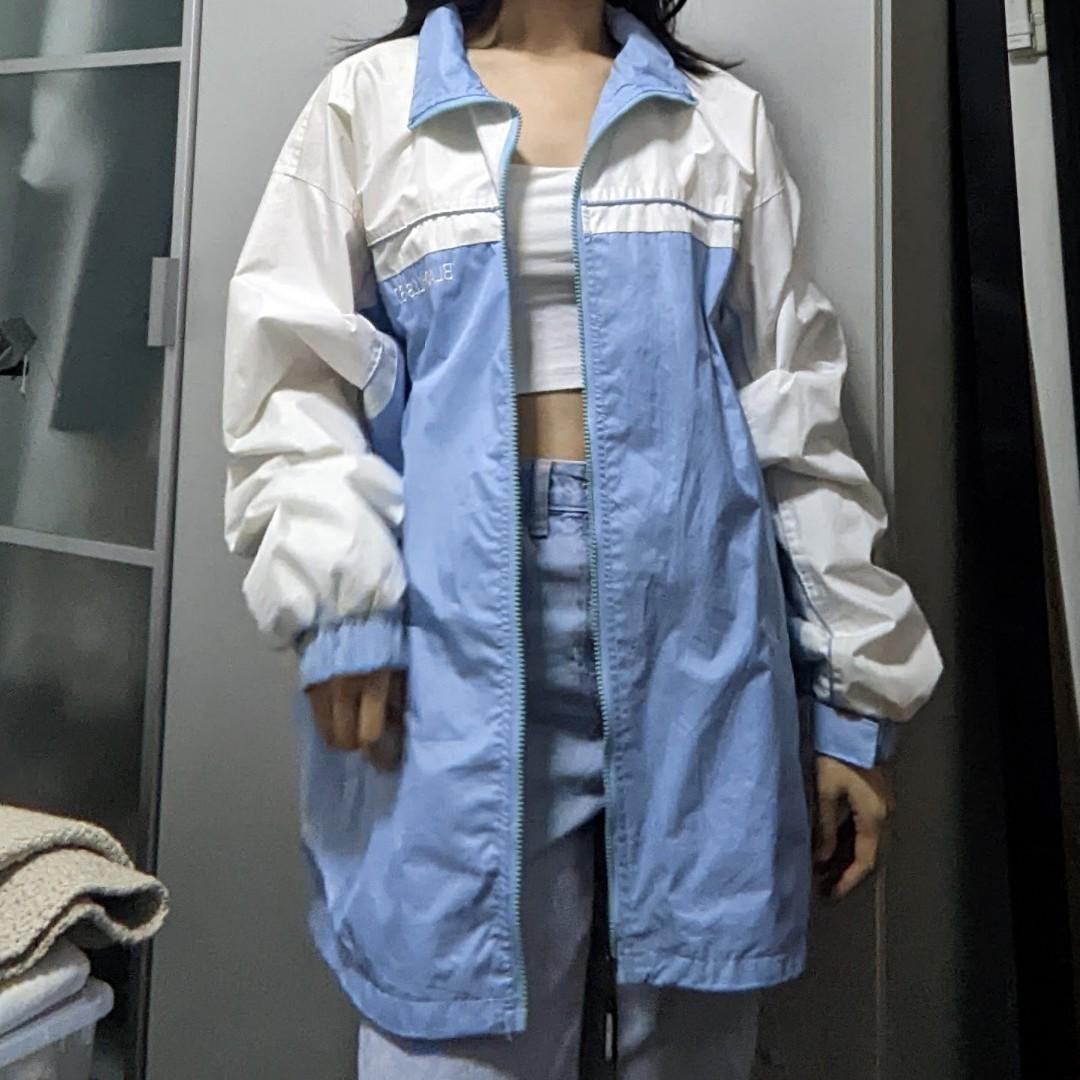 Vintage oversized blue white windbreaker