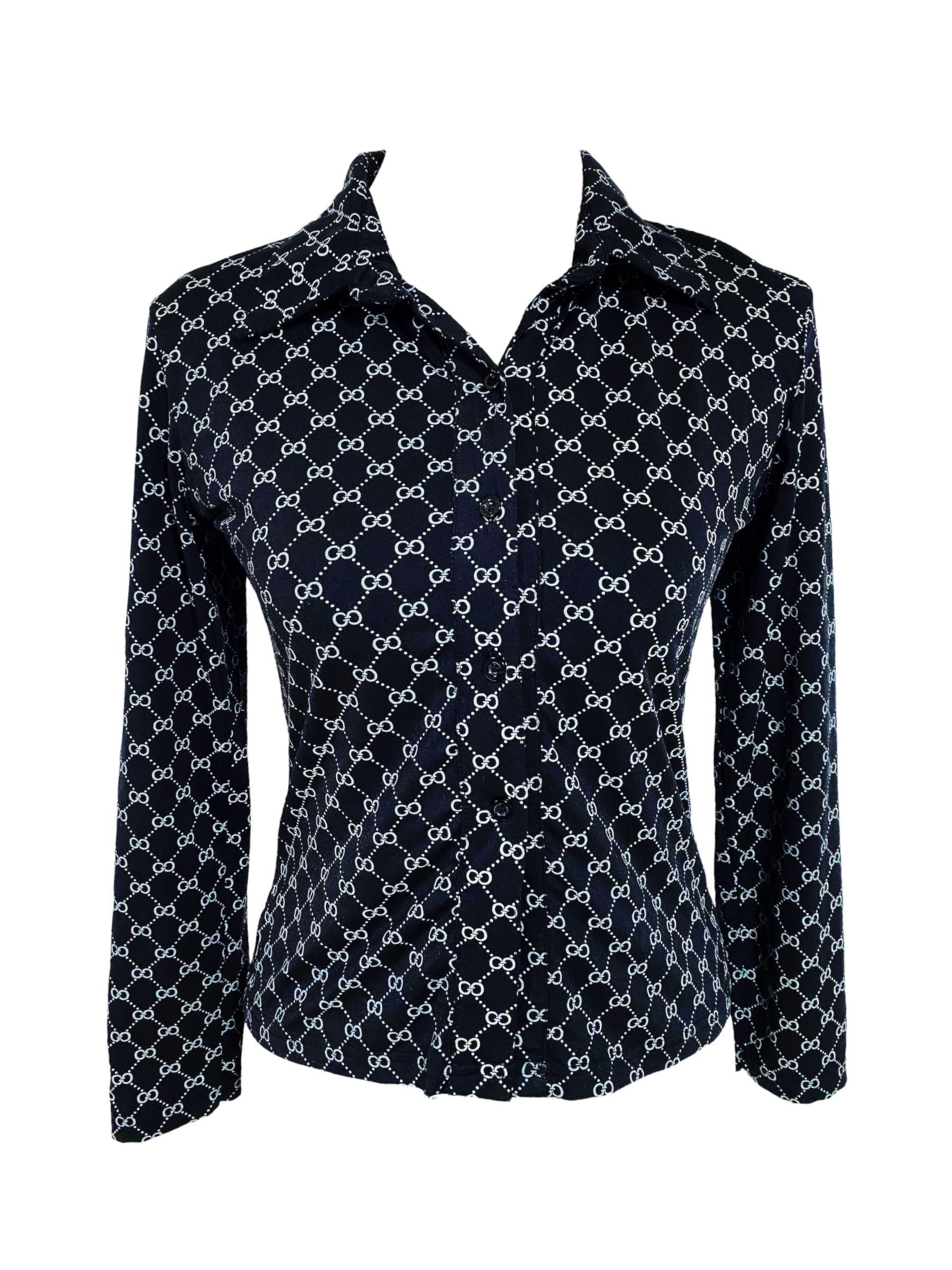 Tom Ford for Gucci S/S 1998 Vintage GG Pattern Logo Monogram Button-Up Shirt  Top at 1stDibs