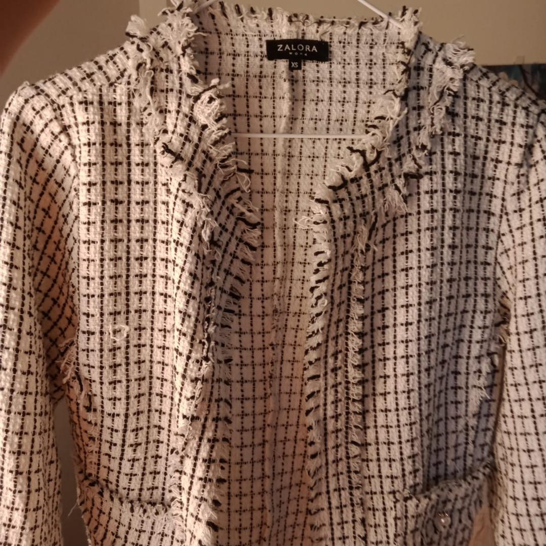 ZALORA WORK Tweed Jacket with Pearl Buttons, Women's Fashion, Coats