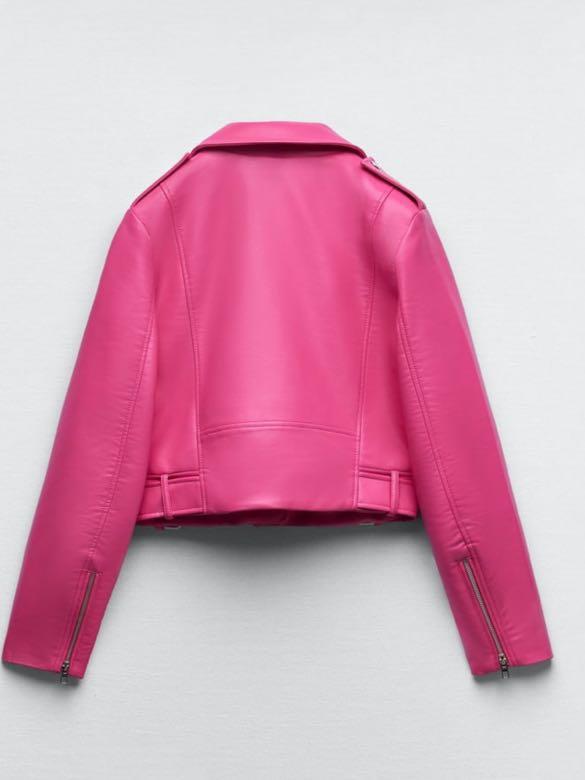 Pink moto jacket zara store