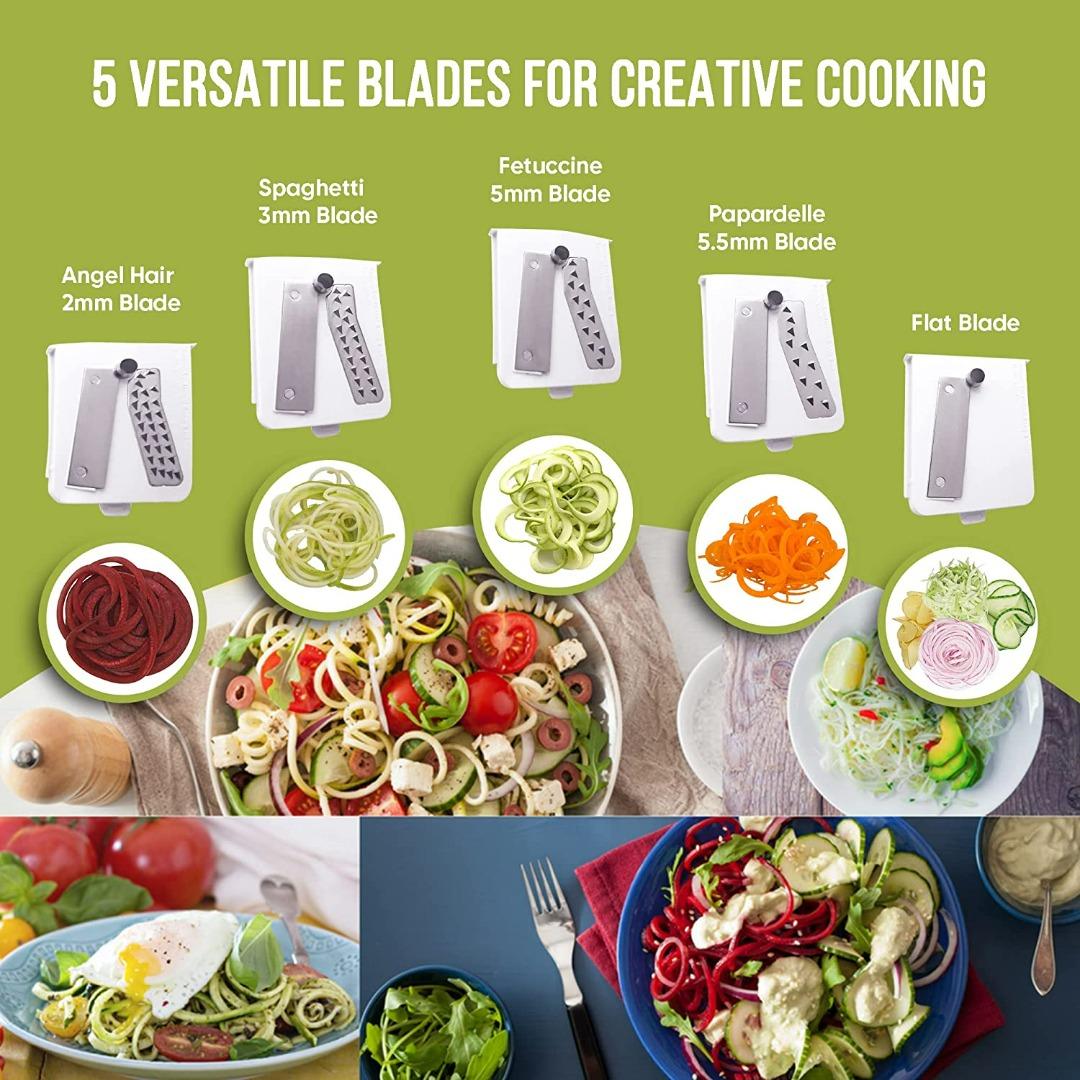 Brieftons 7-Blade Spiralizer: Strongest-and-Heaviest Duty Vegetable Spiral  Slicer, Best Veggie Pasta Spaghetti Maker for Low Carb/Paleo/Gluten-Free,  with Blade Caddy, Container, Lid & 4 Recipe Ebooks by Brieftons - Shop  Online for Kitchen