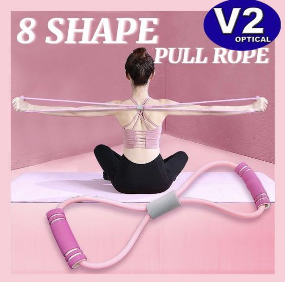 8 Shape Heavy Fitness Band Stretch Body Shape Latex Yoga Rope Wall Pulley 