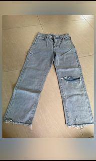 韓式 牛仔褲 破洞 寬鬆 pants Jeans