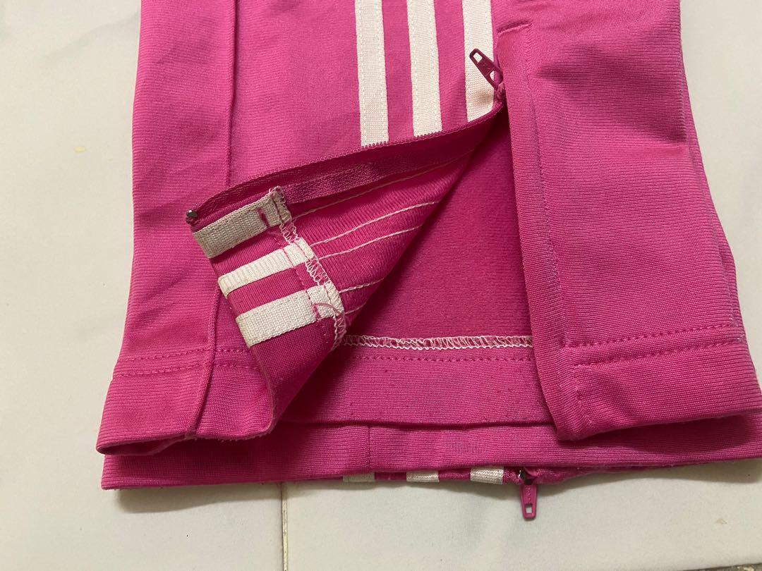 Adidas Original Three Stripe Track Pant With Vintage Logo In Pink