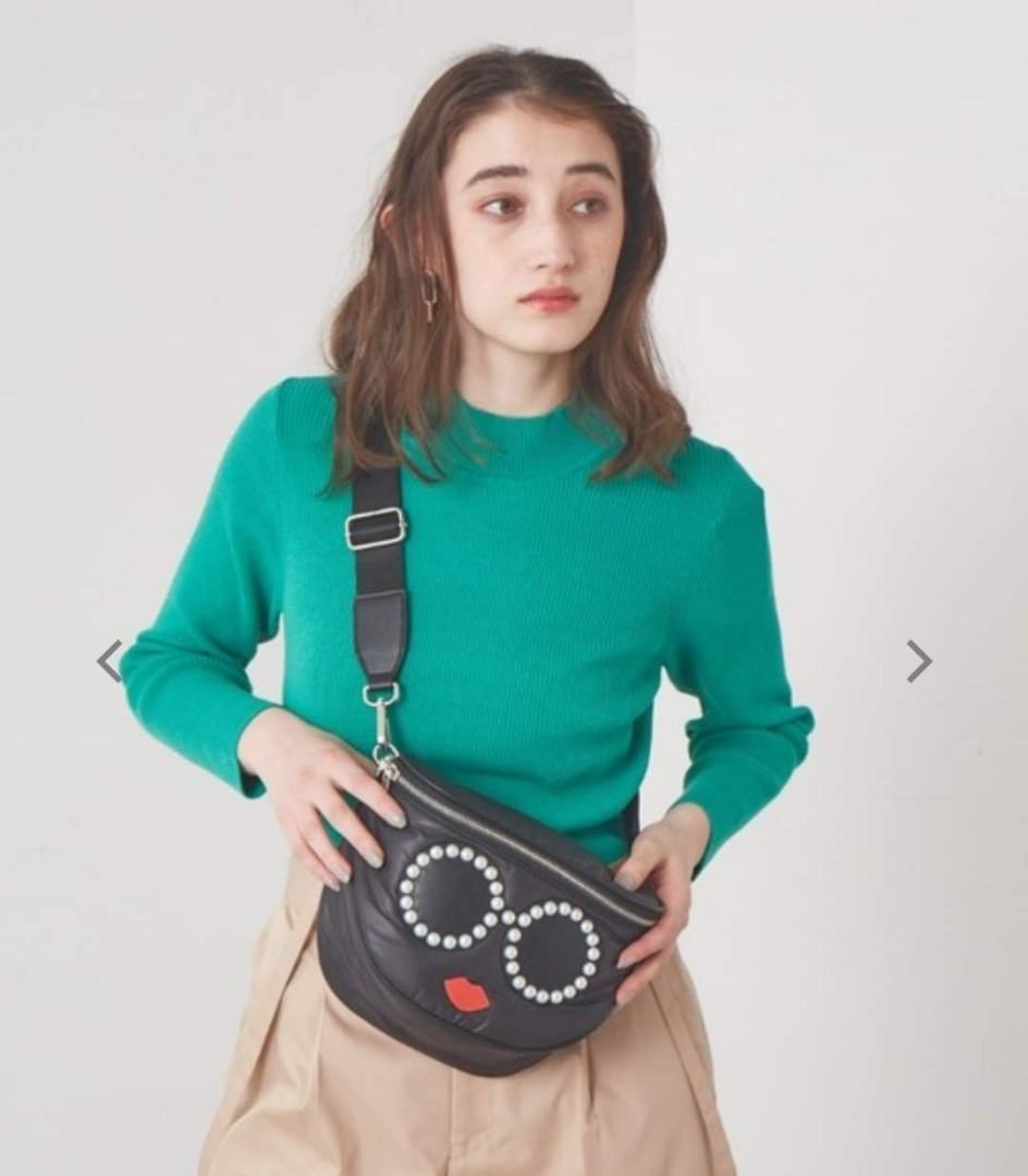 AJolie bum chest black nylon bag puffy bumbag japan, Women's Fashion