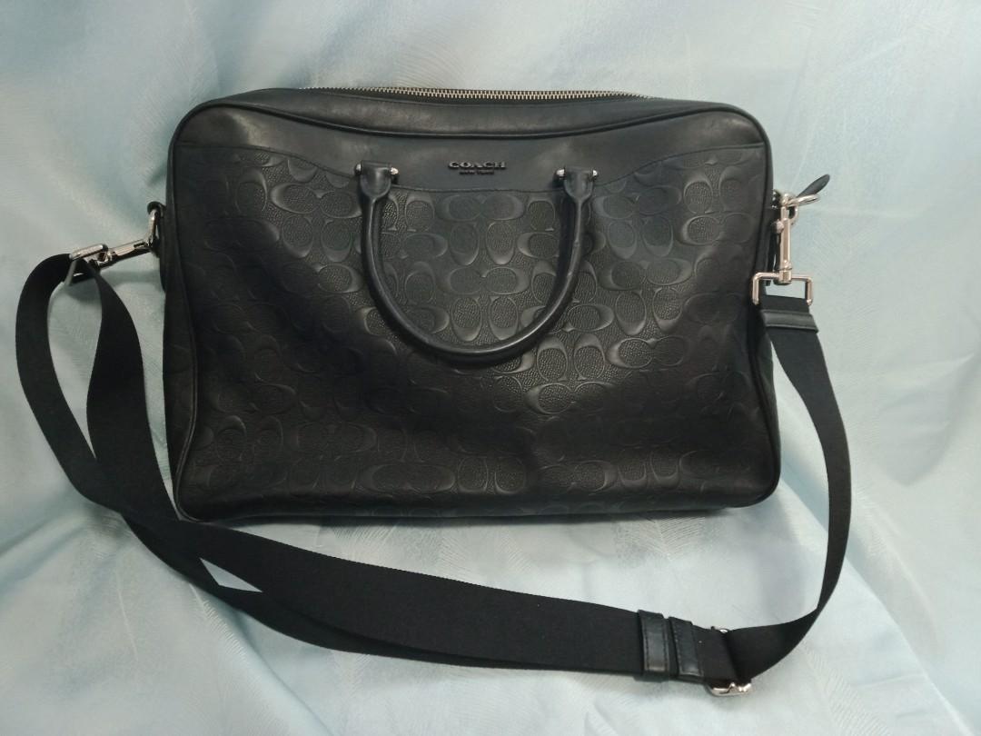 Authentic Coach Embossed Leather Laptop Bag, Women's Fashion, Bags