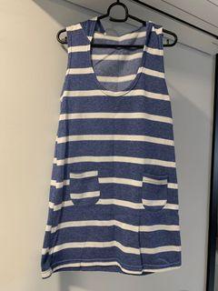 Blue Striped Dress with Hoodie
