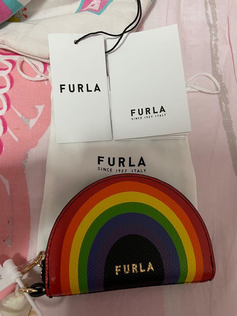 Brand new furla rainbow charm bag coin key purse keychain
