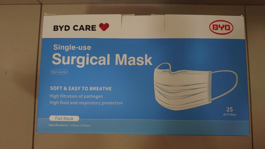 Expired BYD singleuse, individually packed, surgical mask, 1 box (25