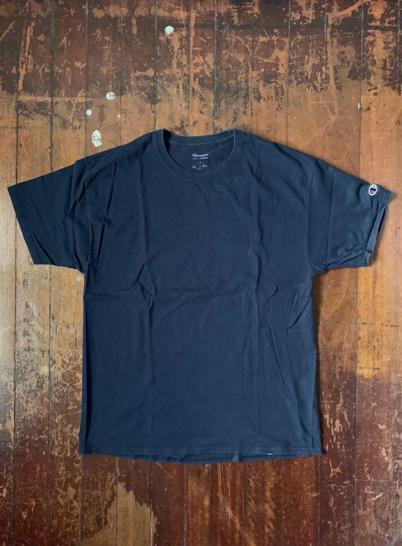 Champion Tee (Navy) (Category: Tshirts & Polo Shirts ) located in Quezon City. Submitted by _pbmt (Listing ID 1175708695, Image 1). Description: Thrifted, not sure if it's legit. Apart from fading, no other issues. - 23 x 31 - shoulders: 22 - sleeves: 8.5 MOPs: BPI/Gcash Strictly no meet-ups.