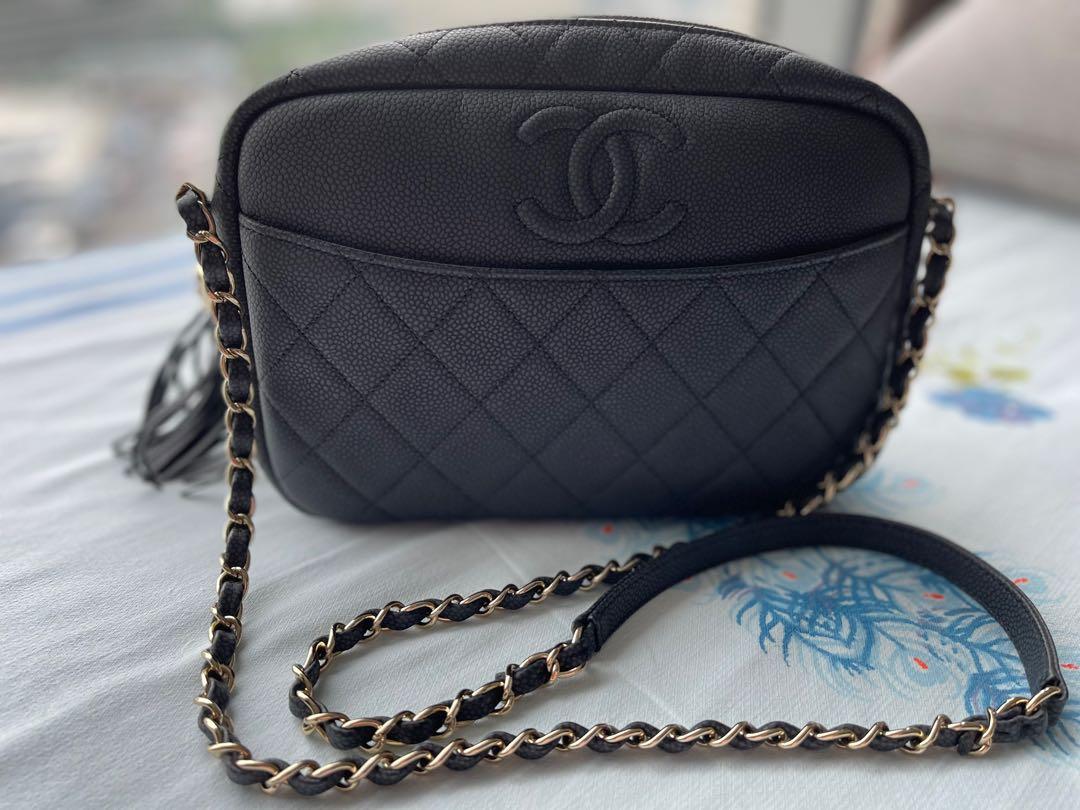 Chanel Coco Tassel Camera Case Quilted Caviar Small