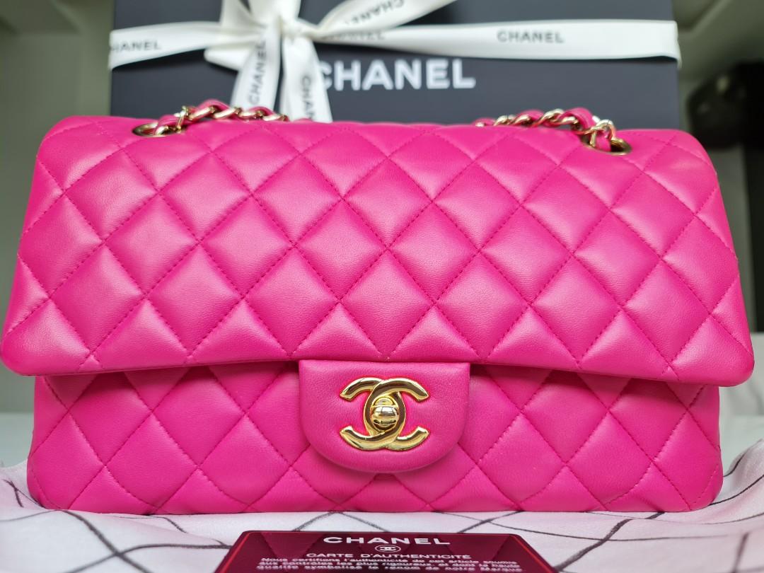 Chanel 21C Small Classic Flap, Caviar, Barbie Pink GHW - Laulay Luxury