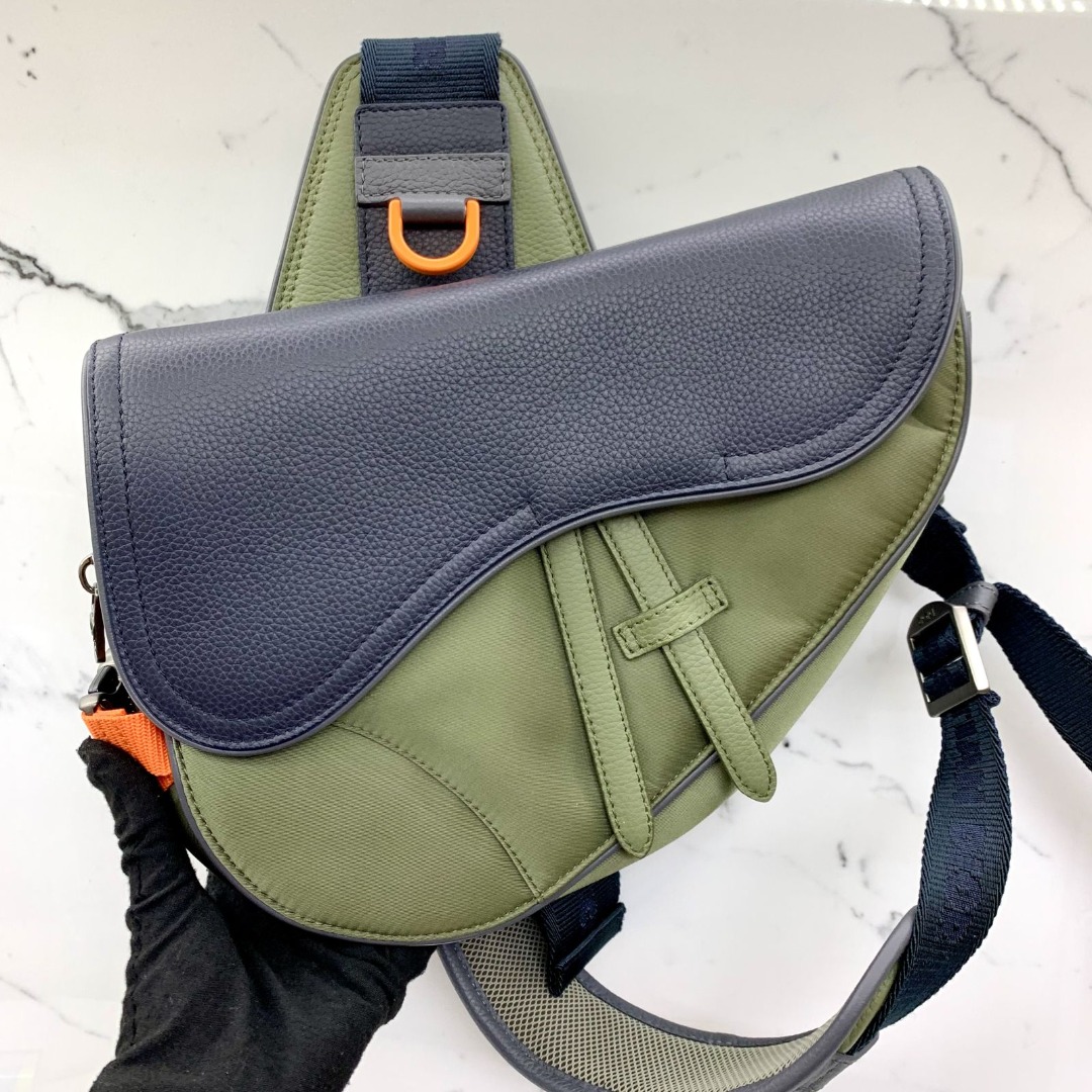 Saddle cloth handbag Dior Green in Cloth - 34384514