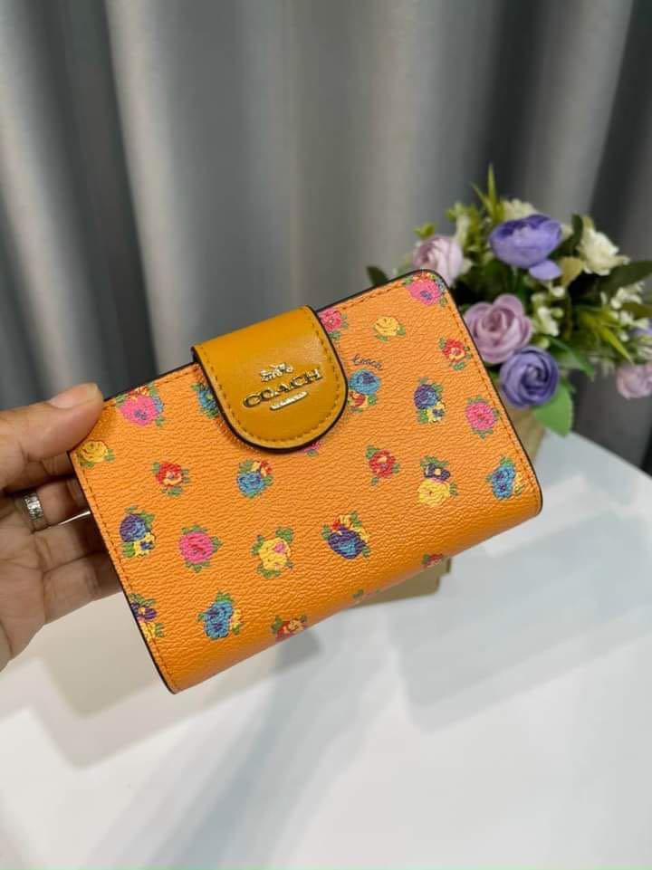 Dompet Coach Wallet Rose COACH Medium Corner Zip Wallet With Mini