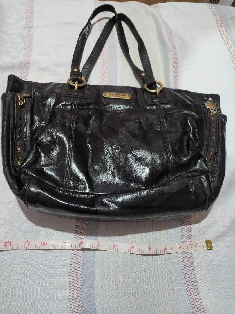 Coach patent leather bag (Category: Luxury Bags & Wallets) located in Cebu City. Submitted by rhea20ph (Listing ID 1175686929, Image 1). Description: Pre loved item Needs cleaning on the inside With signs of wear as shown on pics Med size to semi large Jacket type zipper Patent material Plus sf.