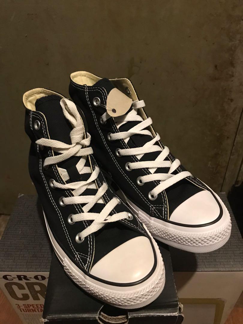 size 8 black high top converse