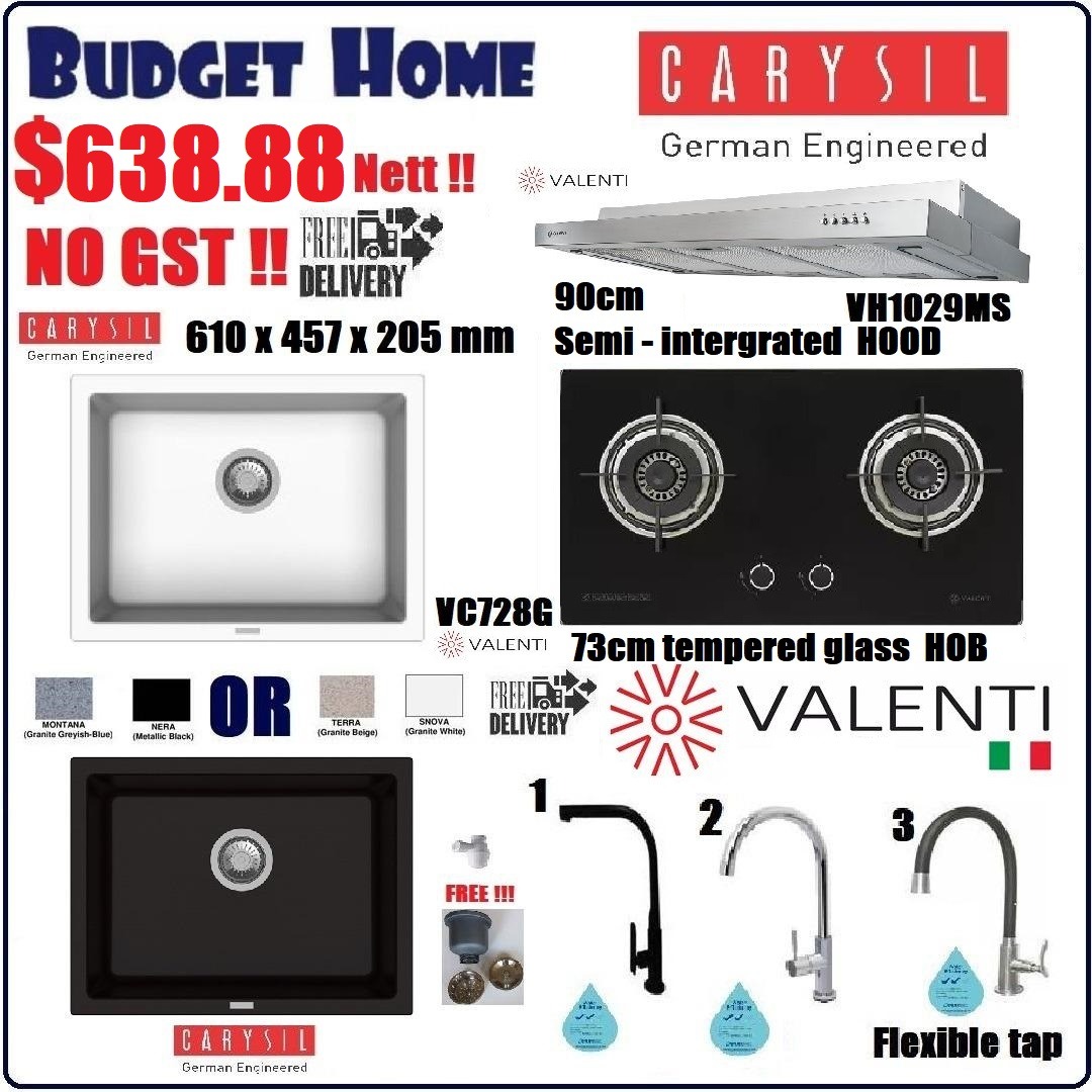 Hood and hob // carysil Granite kitchen sink // Kitchen package, TV