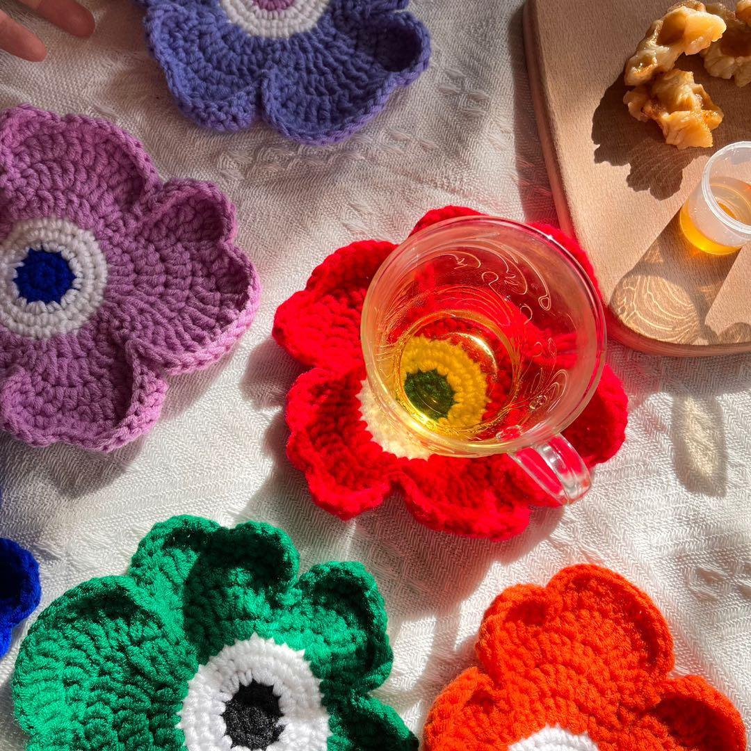 Crochet Marimekko Flower Coaster, Hobbies & Toys, Stationery & Craft,  Handmade Craft on Carousell
