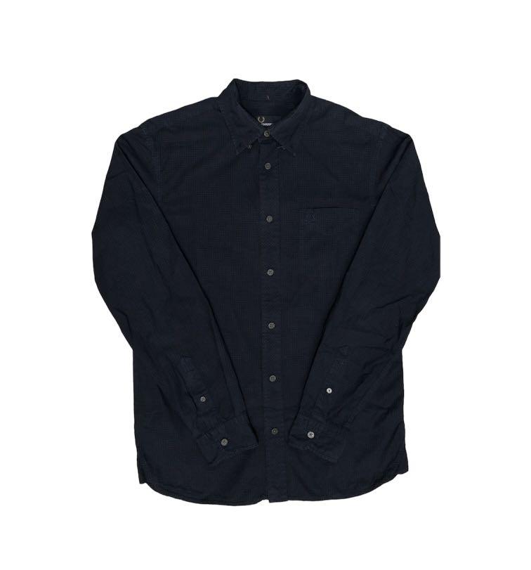 Fred perry black long sleeve shirt hot sale