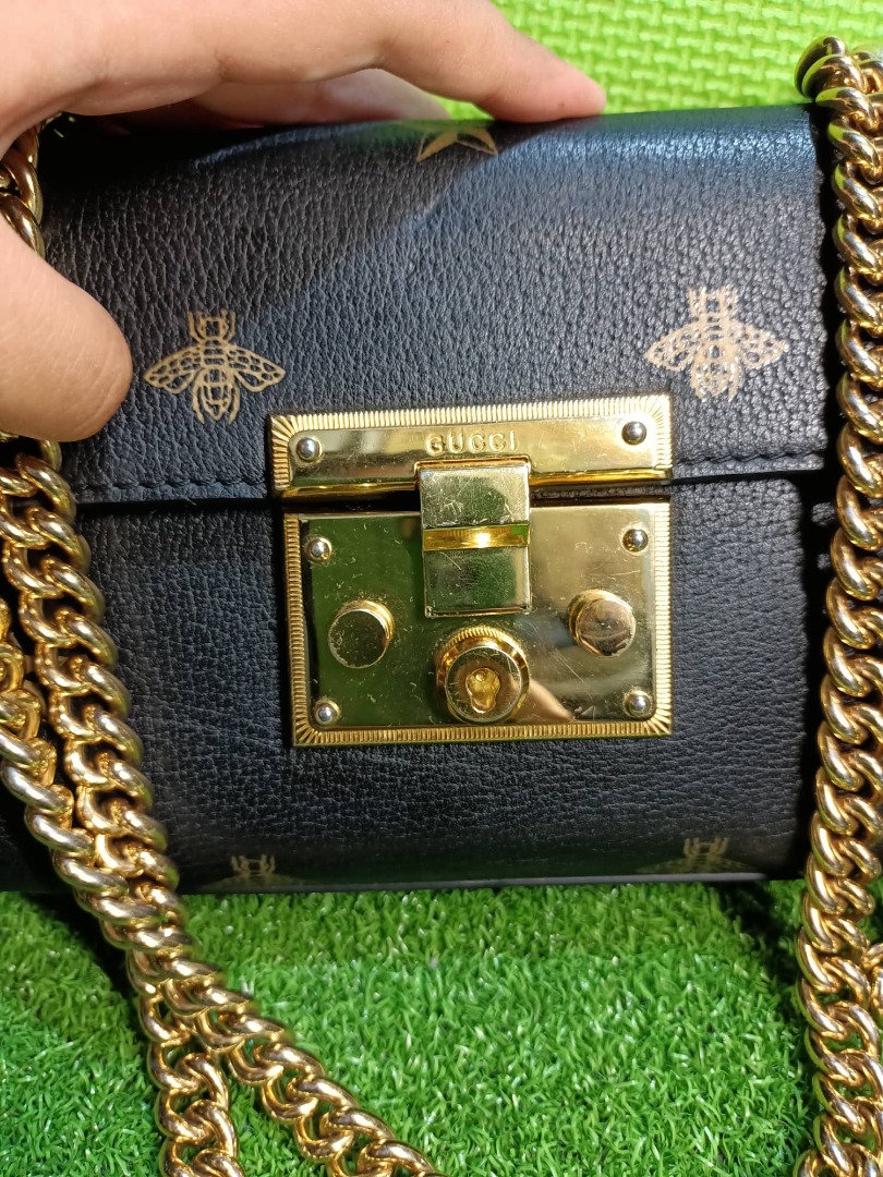 Gucci Padlock Small Leather Shoulder Bag in Black