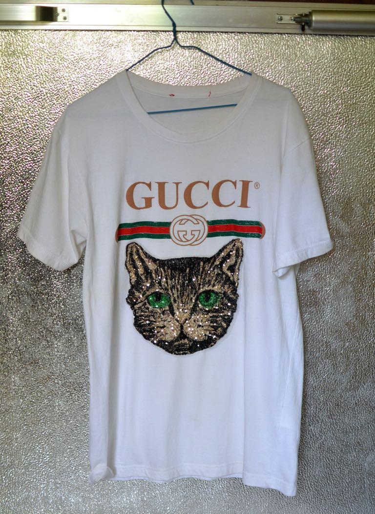 Gucci cat sequin t shirt deals