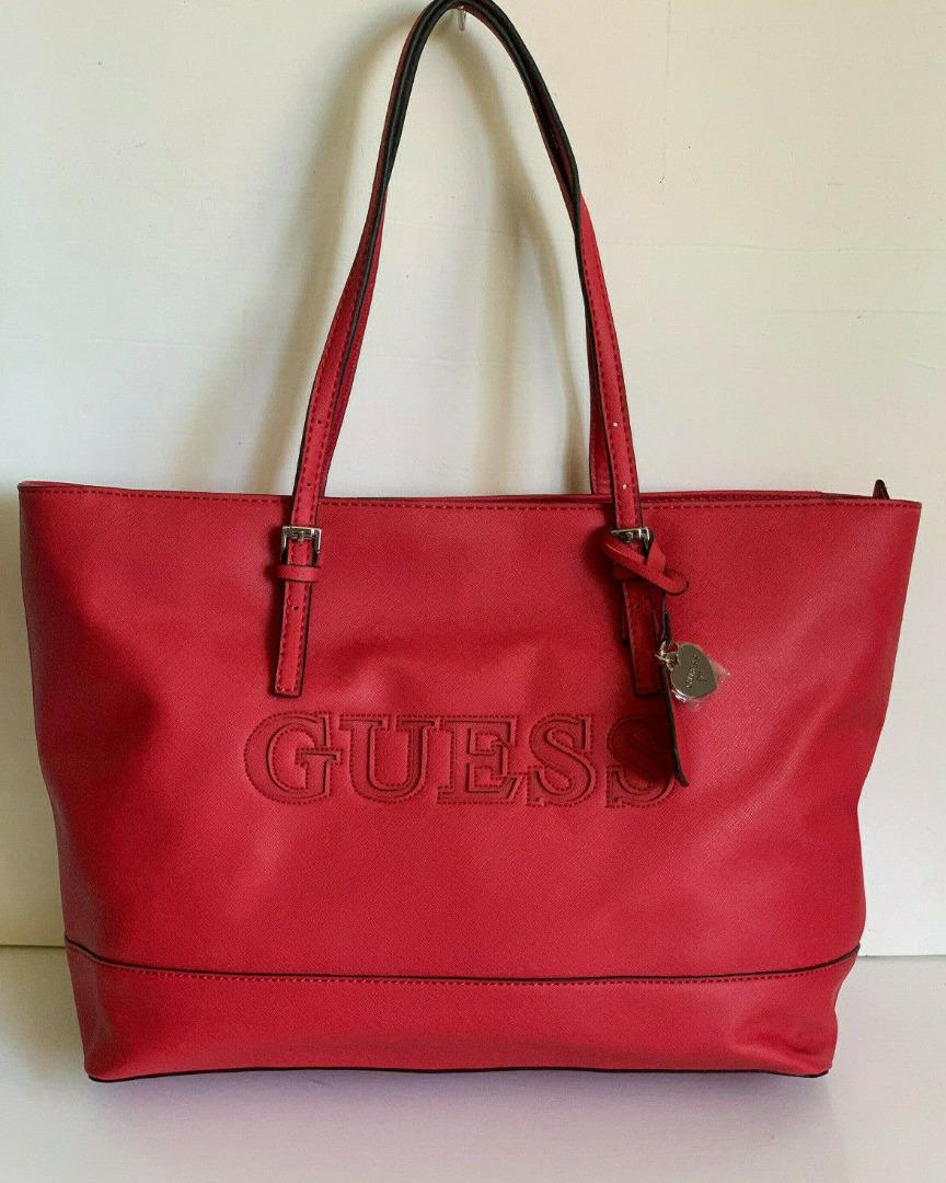 GUESS CHANDLER RED SIGNATURE LOGO SHOPPER SATCHEL TOTE BAG PURSE SALE Women s Fashion Bags Wallets Shoulder Bags on Carousell