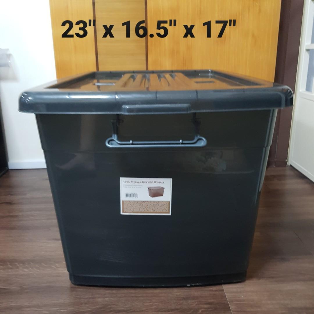 Heavy Duty stackable storage containers 120L, Furniture & Home Living