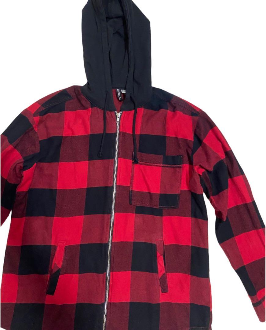 H M Oversized Checkered Hoodie Women s Fashion Coats Jackets