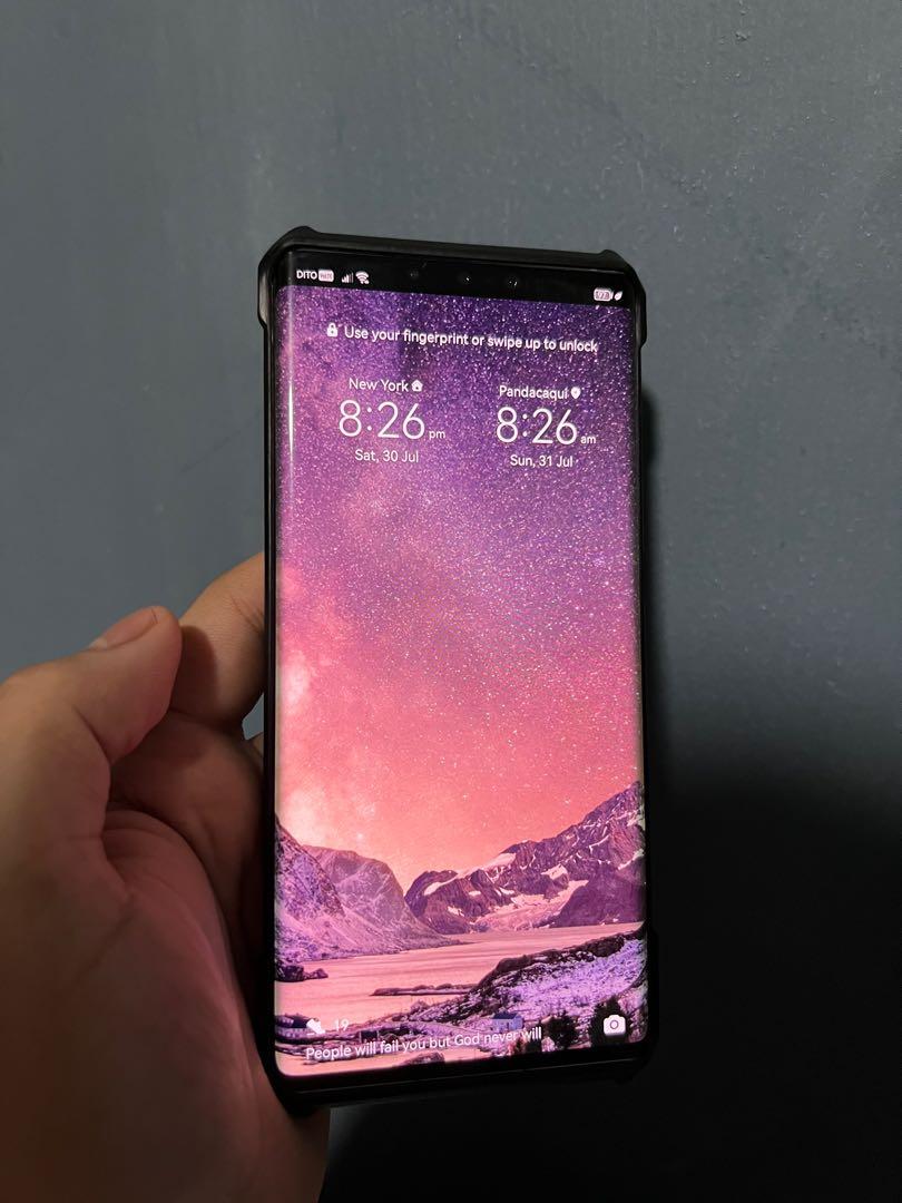 Huawei Mate 30 Pro (Category: Huawei) located in Angeles City. Submitted by thegreatseller (Listing ID 1175771689, Image 2). Description: With Box, charger and earphones 91% battery maximum capacity Issue scratched screen since no screen protector.