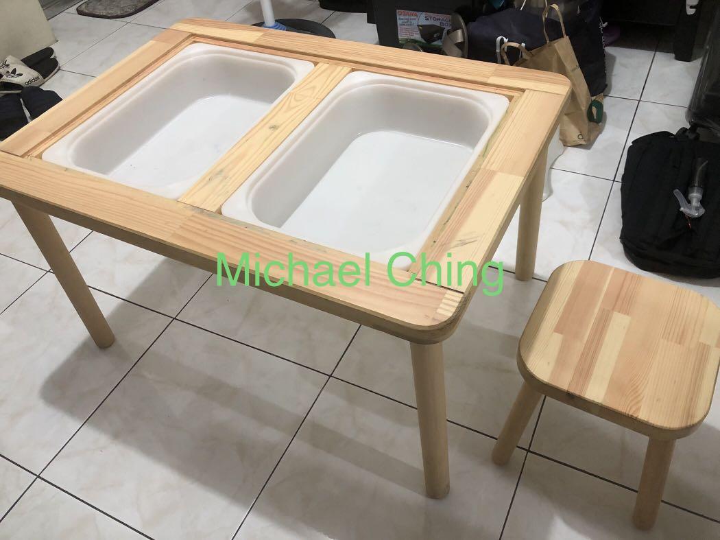 Ikea Flisat Sensory Table with 2bins and 1chair (preloved), Babies & Kids, Baby Nursery & Kids