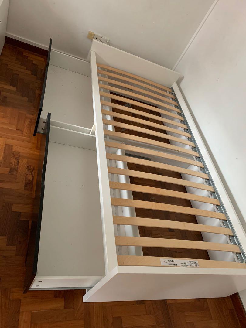 Ikea Single Bed Frame with Storage, Furniture & Home Living, Furniture ...