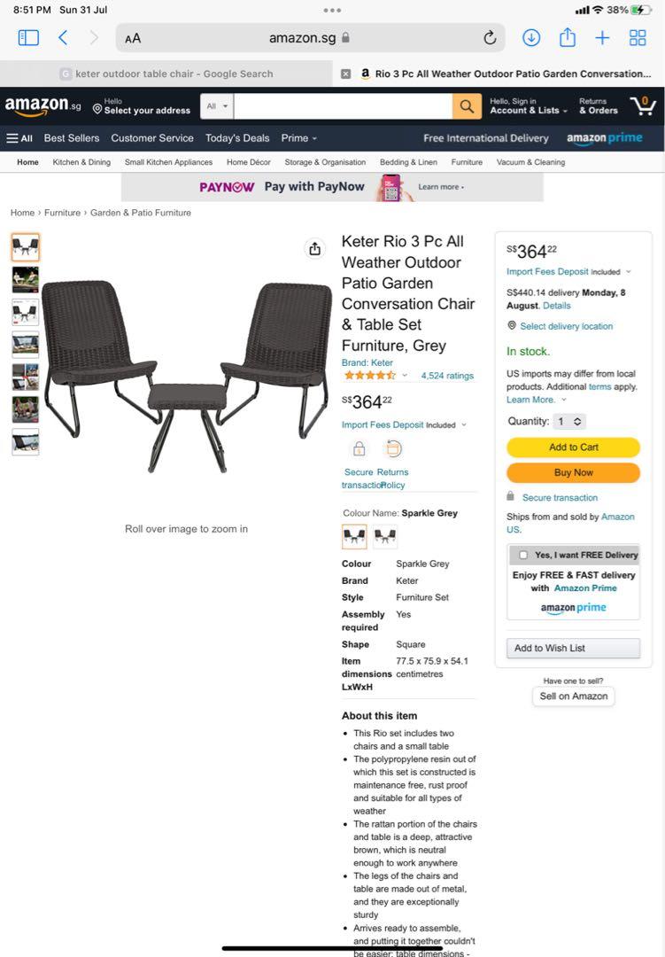 Keter Rband Table Keter brand outdoor chair table set, Furniture & Home Living, Furniture ...
