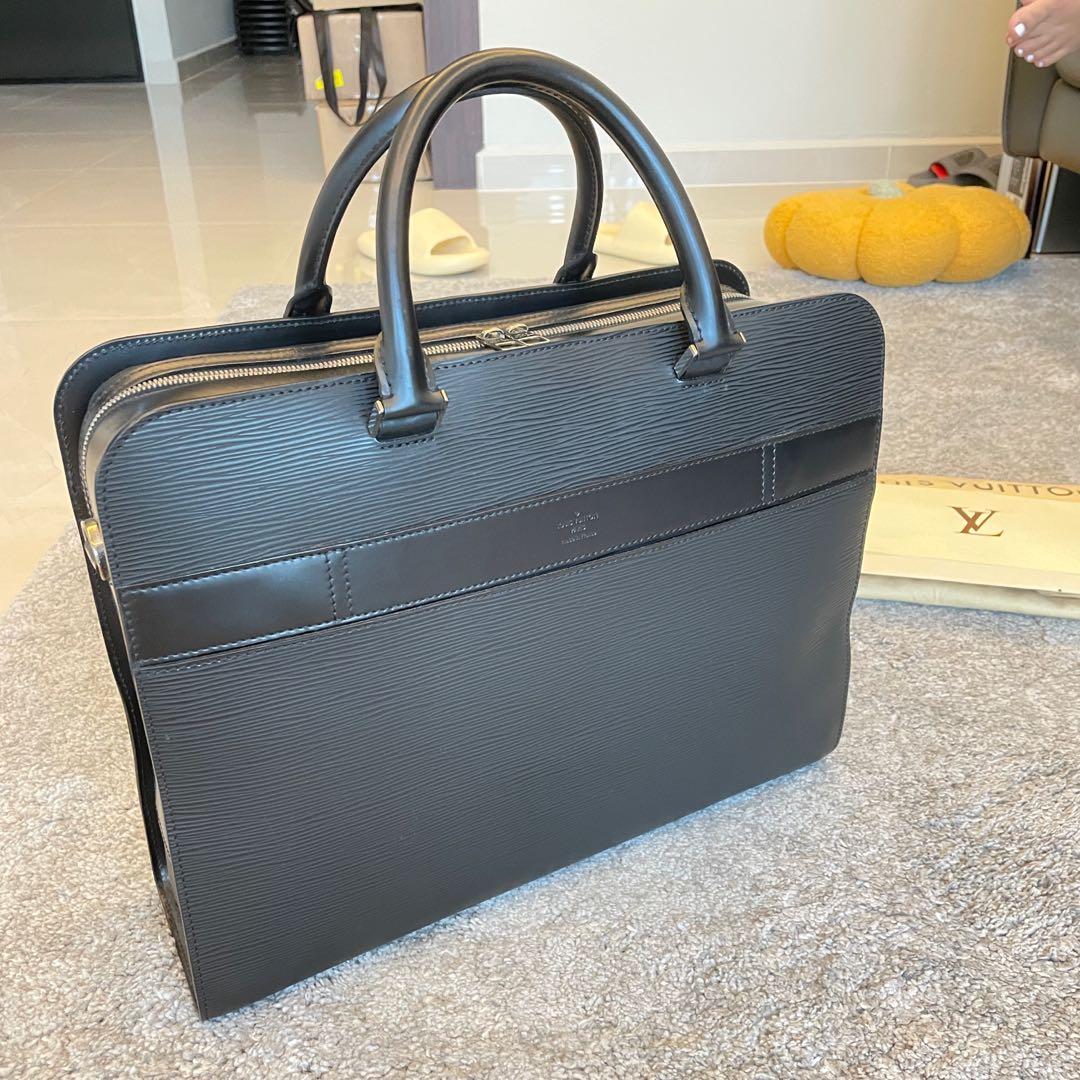 Louis Vuitton Bassano GM Epi Noir Black Work Bag Briefcase