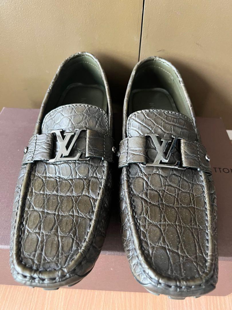 Louis Vuitton Brown Crocodile Leather Monte Carlo Loafers Size 42.5