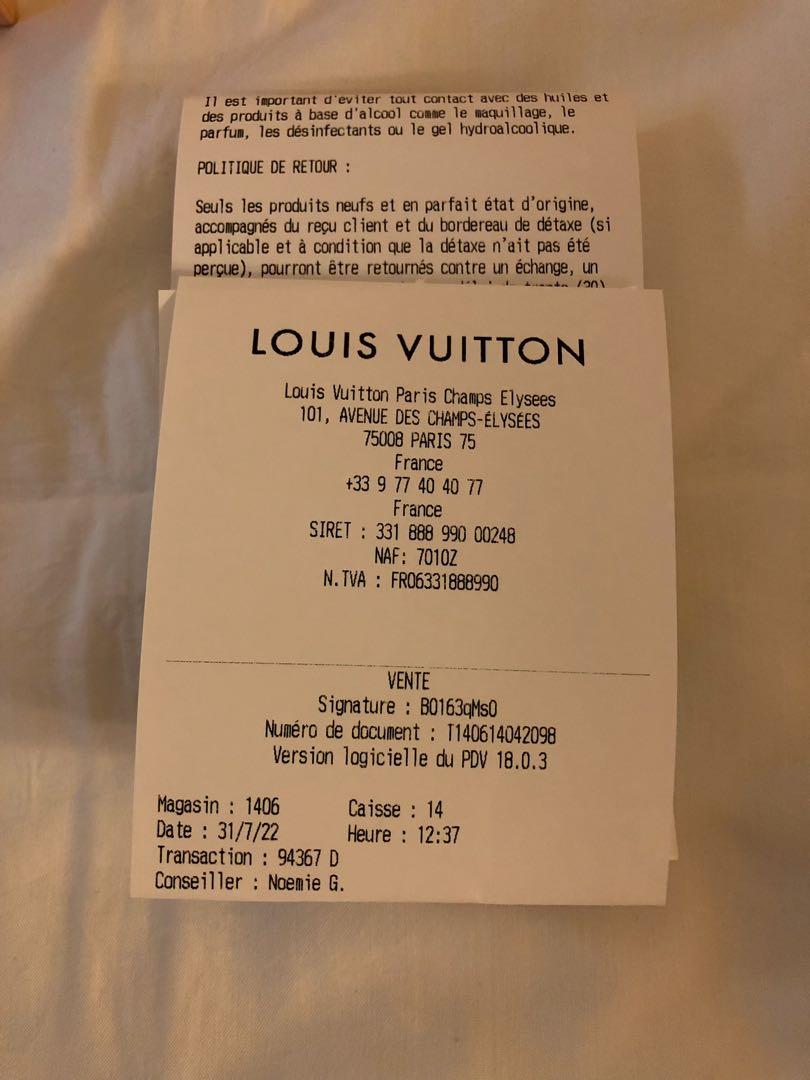 Louis vuitton wallet receipt sales